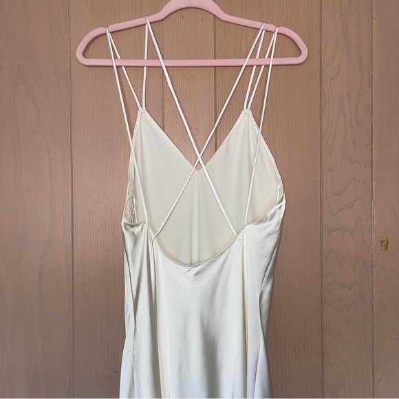NWT Zara Ivory Satin Maxi Slip Dress Strappy Sexy Cocktail Event Classy Size M - Picture 6 of 15